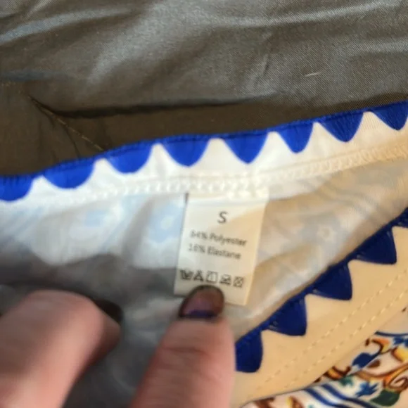 🆕 Jimmi Swim Blue unique sexy print TRIANGLE HIGH CUT MOSAIC BIKINI SET NWT S - Picture 11 of 15